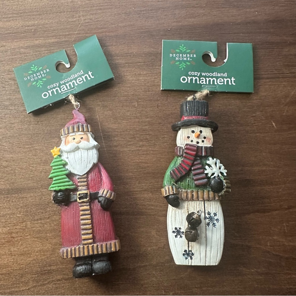 December Home Cozy Woodland Christmas Ornaments Santa Claus Snowman New
